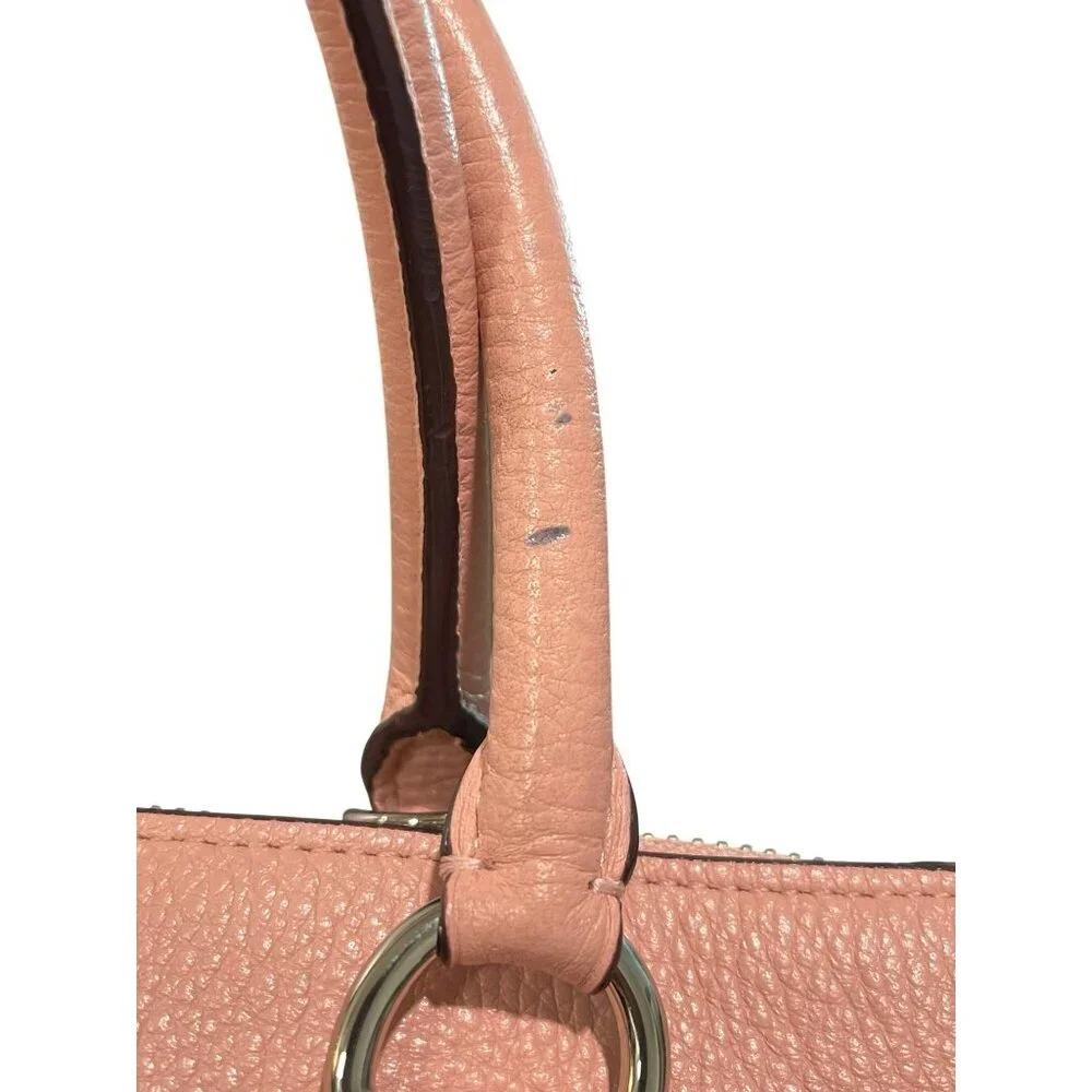 Coach Emma Leather Pink Pebbled Shoulder Tote Bag